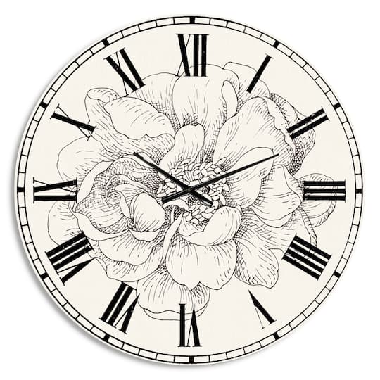 Designart 'Pen And Ink Florals Iv Farmhouse Wall Clock